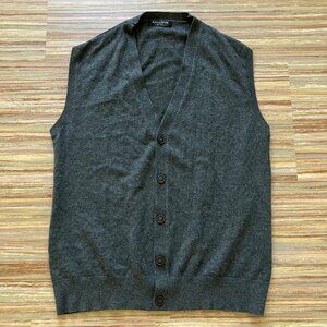 Kallspin V-Neck Button Front Sweater Vest Wool Blend Grey Heather XL Tall
